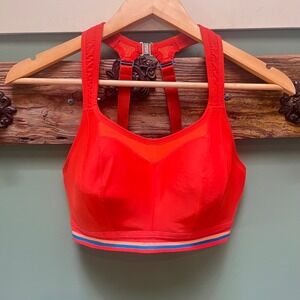 Panache Sport Orange  Non-Wired High Impact Sports Bra Womens 36D Striped Band